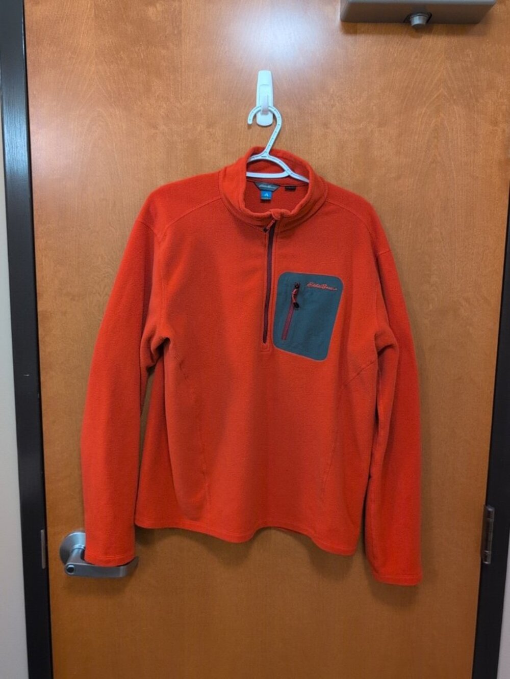 Eddie Bauer First Ascent Polartec Jacket Mens M Orange 1/4 Zip Fleece Outdoors